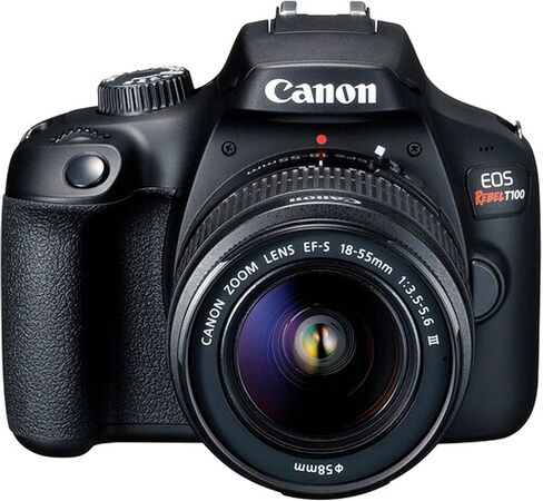 Canon EOS Rebel T100 DSLR Camera W/EF-S 18-55mm F/3.5-5.6 III Lens + 2x 64GB Memory + Case + Filters + Tripod + More (حزمة 35pc) (متجددة) in Saudi Arabia