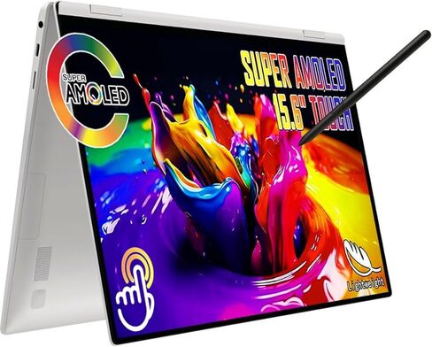 2022 Samsung Galaxy Book Pro 360 15.6" 2-in-1 Touchscreen (i7-1165G7, 16GB RAM, 2TB PCIe SSD, Active Stylus), FHD Convertible Laptop, Thunderbolt 4, Backlit, Fingerprint, HDMI Cable, Windows 11 Home in Saudi Arabia