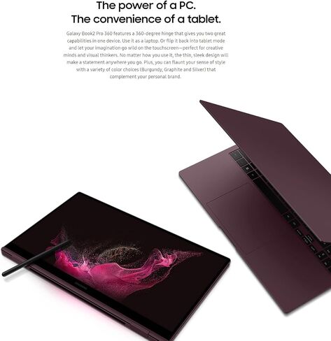2022 Samsung Galaxy Book Pro 360 15.6" 2-in-1 Touchscreen (i7-1165G7, 16GB RAM, 2TB PCIe SSD, Active Stylus), FHD Convertible Laptop, Thunderbolt 4, Backlit, Fingerprint, HDMI Cable, Windows 11 Home in Saudi Arabia