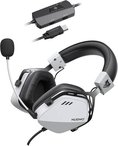 NUBWO HG03 USB Gaming Headset with 7.1 Surround and FPS Sound, Wired Headphones with Noise Canceling Mic, Comfortable Design for PC, Laptop - White Mist in Saudi Arabia