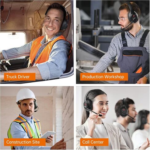 EKSA [Upgrated Trucker Bluetooth Headset with ENC Microphone, 99ft Wireless Range & 30H Talk Time, with Replaceable Ear Pad, Environmental Noise Cancelling Headphones All-Day Comfort for Drivers in Kuwait