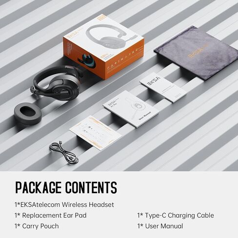 EKSA [Upgrated Trucker Bluetooth Headset with ENC Microphone, 99ft Wireless Range & 30H Talk Time, with Replaceable Ear Pad, Environmental Noise Cancelling Headphones All-Day Comfort for Drivers in Kuwait