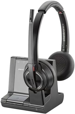 Poly Plantronics Savi 8220 UC Wireless Dect Headset System - Dual Ear - Teams معتمد - حزمة Bluetooth بما في ذلك: كابل USB Type -A ، قاعدة ، كابل RJ11 ، منظف سماعة رأس GBY Labs ، قطعة قماش من الألياف in Saudi Arabia
