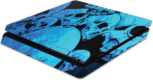 MightySkins Skin Compatible with Sony PS4 Slim Console - Blue Skulls | Protective, Durable, and Unique Vinyl Decal wrap Cover | Easy to Apply, Remove, and Change Styles | Made in The USA in Saudi Arabia