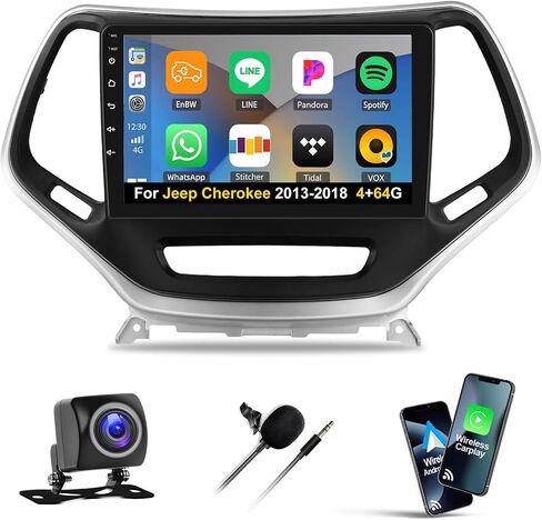 [6+128G] Radio Android 15 Car Stereo Radio لجيب Cherokee 2013-2018 مع Carplay و Android Auto ، 10.1 بوصة الراديو مع رابط المرآة Bluetooth FM/RDS WiFi GPS SWC Dual USB+AHD كاميرا النسخ الاحتياطي AHD in Saudi Arabia