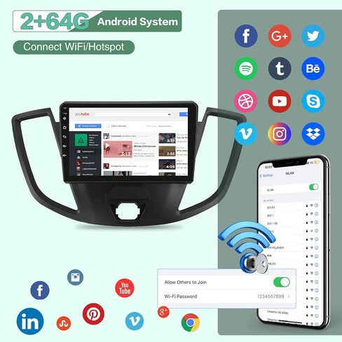 [2G+64G] Radio for Ford Transit 150 250 350 2015-2019, Android 9 inch Touch Screen Transit Car Stereo, Carplay/Android Auto/EQ Audio/1080P/SWC/Bluetooth in Saudi Arabia
