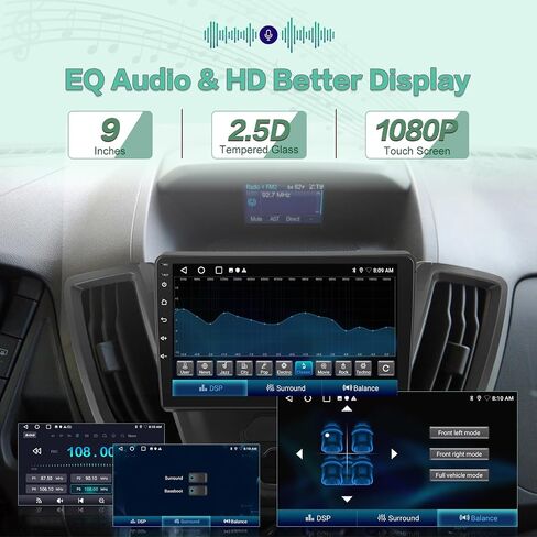 [2G+64G] Radio for Ford Transit 150 250 350 2015-2019, Android 9 inch Touch Screen Transit Car Stereo, Carplay/Android Auto/EQ Audio/1080P/SWC/Bluetooth in Saudi Arabia