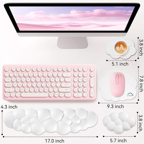 Cloud Wrist Rest for Computer Keyboard, 4-in-1 Memory Foam Leather Cloud Keyboard Wrist Rest and Mouse Pad Set with Ergonomic Support for Arm and Palm Cushion, Gaming/Work Setup, Rainbow in Kuwait