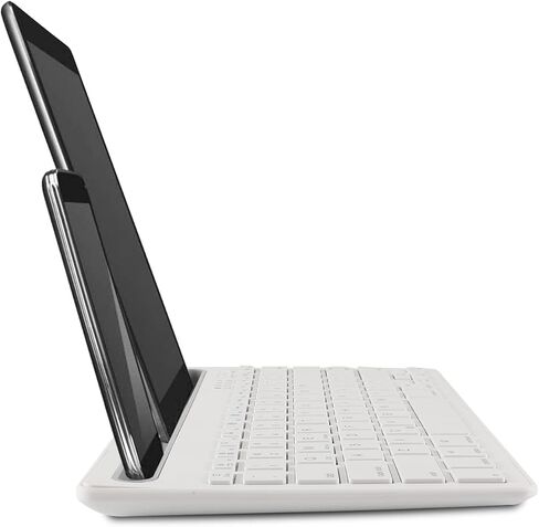 لوحة مفاتيح لوح اللوح القابلة لإعادة الشحن ، لوحة مفاتيح بلوتوث متعددة الجهد لأجهزة iPad/الكمبيوتر اللوحي/الهاتف/الكمبيوتر ، لوحة المفاتيح اللاسلكية ، لوحة مفاتيح Bluetooth الهادئة للقرص ، متوافق مع Windows iOS -Windows -White in Saudi Arabia