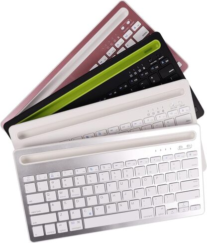 لوحة مفاتيح لوح اللوح القابلة لإعادة الشحن ، لوحة مفاتيح بلوتوث متعددة الجهد لأجهزة iPad/الكمبيوتر اللوحي/الهاتف/الكمبيوتر ، لوحة المفاتيح اللاسلكية ، لوحة مفاتيح Bluetooth الهادئة للقرص ، متوافق مع Windows iOS -Windows -White in Saudi Arabia