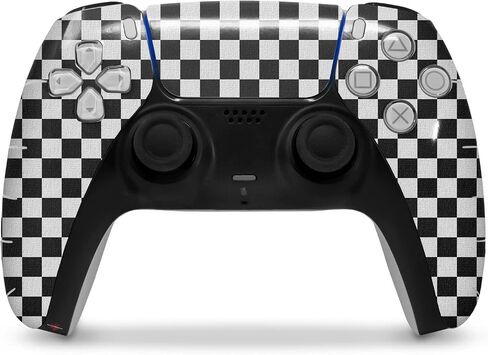 WraptorSkinz Skin Wrap compatible with Sony PS5 DualSense Controller Checkered Canvas Black and White (CONTROLLER NOT INCLUDED) in Saudi Arabia