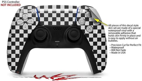 WraptorSkinz Skin Wrap compatible with Sony PS5 DualSense Controller Checkered Canvas Black and White (CONTROLLER NOT INCLUDED) in Saudi Arabia