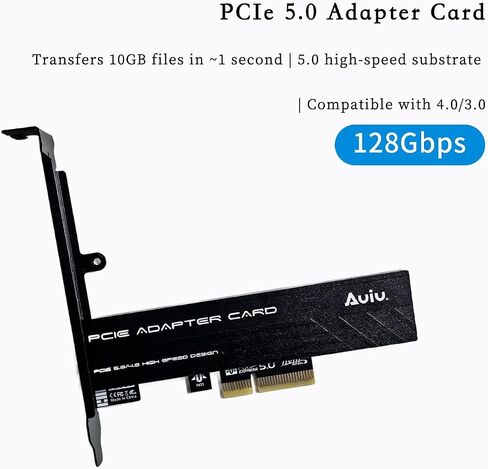 PCIe 5.0 X4 M.2 NVMe SSD Expansion Card for 1U Host, 128Gbps High Speed Adapter with Aluminum Alloy Heatsink, Gold-Plated PCB, Compatible with PCIe 4.0/3.0 Motherboards AU-DSBX4 in Saudi Arabia