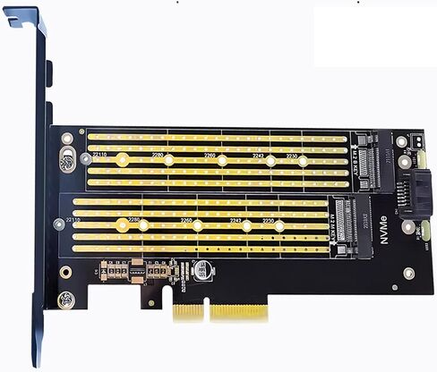 PCIE 5.0/4.0 إلى بطاقة محول M.2 NVME & SATA SSD-لوحة تمدد عالية السرعة مزدوجة مع ثنائي الفينيل متعدد الكلور المطلي بالذهب ، ناقل حركة مستقر ، وقوس معدني (3.0 كابل SATA) in Saudi Arabia