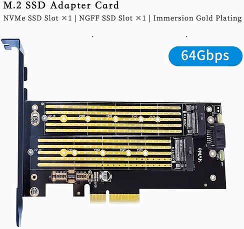 PCIE 5.0/4.0 إلى بطاقة محول M.2 NVME & SATA SSD-لوحة تمدد عالية السرعة مزدوجة مع ثنائي الفينيل متعدد الكلور المطلي بالذهب ، ناقل حركة مستقر ، وقوس معدني (3.0 كابل SATA) in Saudi Arabia