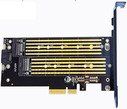 PCIE 5.0/4.0 إلى بطاقة محول M.2 NVME & SATA SSD-لوحة تمدد عالية السرعة مزدوجة مع ثنائي الفينيل متعدد الكلور المطلي بالذهب ، ناقل حركة مستقر ، وقوس معدني (3.0 كابل SATA) in Saudi Arabia