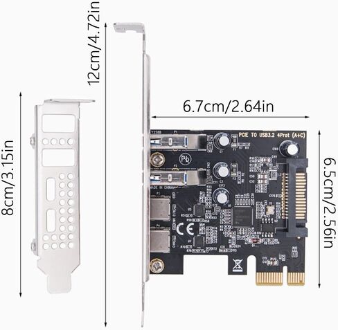 بطاقة PCIE 1x الداخلية لبطاقة توسيع USB 3.2 Gen1 Type C and Hubs بطاقة مع قوسين معدني PCIe إلى محول USB in Kuwait