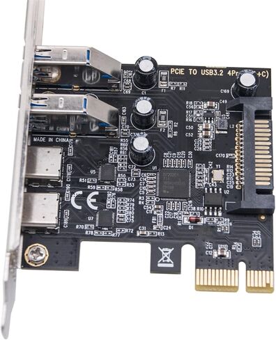 بطاقة PCIE 1x الداخلية لبطاقة توسيع USB 3.2 Gen1 Type C and Hubs بطاقة مع قوسين معدني PCIe إلى محول USB in Kuwait