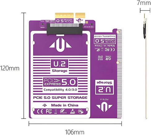 PCIe to U.2 U.3 NVMe SSD Adapter Card – 128Gbps / 64Gbps Expansion Board with Gold-Plated Connector, Stable Signal, High-Efficiency Heat Dissipation (U2PRO) in Saudi Arabia