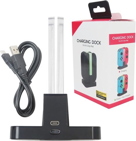 استبدال Nintend Switch Joy-Con Controller Charging Dock مع مؤشرات LED ، فئة وحدة تحكم محطة 4-in-1 ، تم تحديثها بواسطة Talabide in Saudi Arabia
