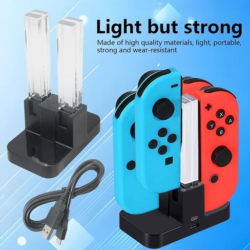 استبدال Nintend Switch Joy-Con Controller Charging Dock مع مؤشرات LED ، فئة وحدة تحكم محطة 4-in-1 ، تم تحديثها بواسطة Talabide in Saudi Arabia
