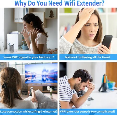 2025 WIFI Extender Signal Booster - Trepeater Long Range WiFi ، تغطية 9،800 قدم مربع ، وإعداد سهل مع ميناء Ethernet ، يعمل مع جميع أجهزة التوجيه in Kuwait