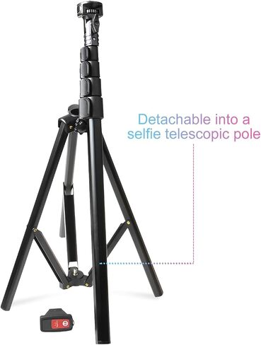 Portable Stand Extendable Phone Tripod Stand Professional Travel Cell Phone Phone Tripod with Remote and Holder, Sturdy & Stable Height Adjustable Multi-Angle in Saudi Arabia