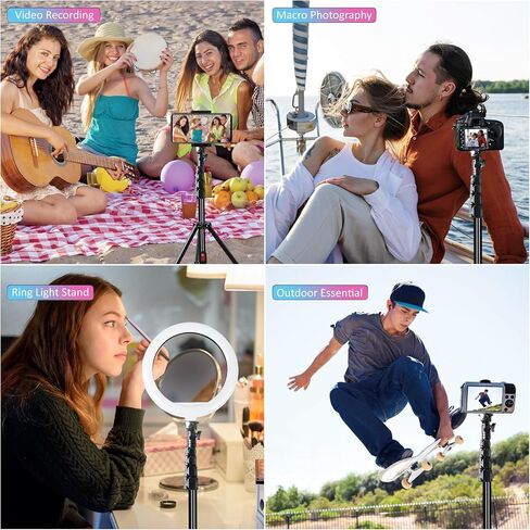 Portable Stand Extendable Phone Tripod Stand Professional Travel Cell Phone Phone Tripod with Remote and Holder, Sturdy & Stable Height Adjustable Multi-Angle in Saudi Arabia