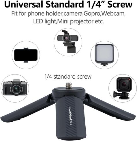 Tripod Mini مع حامل الهاتف الشامل والأحذية الباردة المزدوجة - حامل هاتف خفيف الوزن متوافق مع iPhone 16 Pro Max ، GoPro ، Webcam ، Mini Projector - Tripod Portable Travel in Saudi Arabia