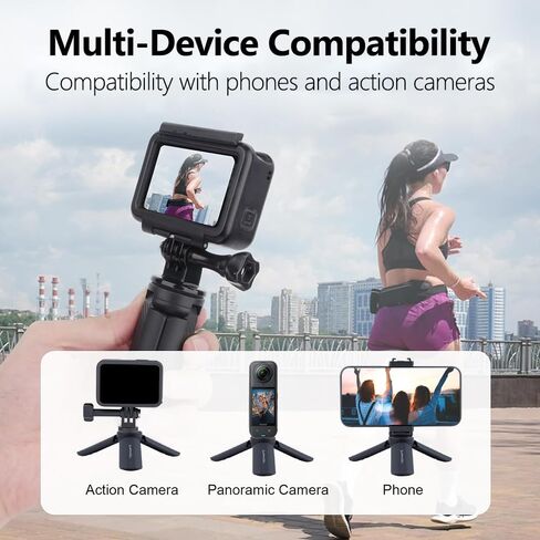 Tripod Mini مع حامل الهاتف الشامل والأحذية الباردة المزدوجة - حامل هاتف خفيف الوزن متوافق مع iPhone 16 Pro Max ، GoPro ، Webcam ، Mini Projector - Tripod Portable Travel in Saudi Arabia