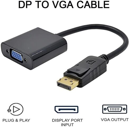 DP إلى VGA Cable DisplayPort VGA إلى محول كبلات DisplayPort ، منفذ عرض في اتجاه واحد إلى كابل محول VGA ، محول USB إلى VGA ، VGA إلى محول HDMI ، يعمل مع التلفزيون ، الكمبيوتر المحمول ، الكمبيوتر المحمول ، سطح المكتب in Kuwait