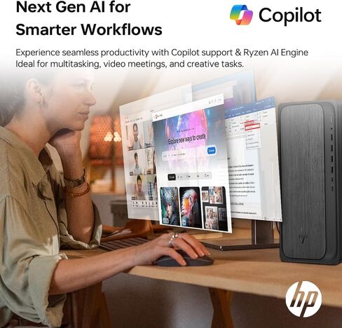 HP Omnidesk M02 Tower Desktop ، AMD Ryzen 7 8700G ، 64GB DDR5 RAM ، 2TB SSD ، PP PORT ، Wired KB & M ، Wi-Fi 6 ، W11 hom in Kuwait