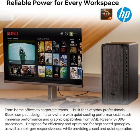 HP Omnidesk M02 Tower Desktop ، AMD Ryzen 7 8700G ، 64GB DDR5 RAM ، 2TB SSD ، PP PORT ، Wired KB & M ، Wi-Fi 6 ، W11 hom in Kuwait