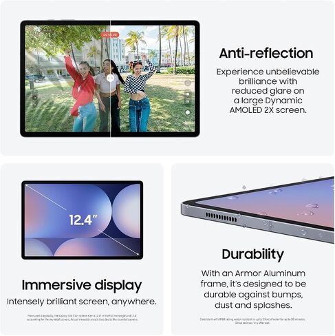 Samsung Galaxy Tab S10+ Plus 12.4 "256 جيجابايت (خلوية الولايات المتحدة) WiFi Android Tablet ، Mediatek Dimnessy 9300+ | AMOLED SCREEN in Saudi Arabia