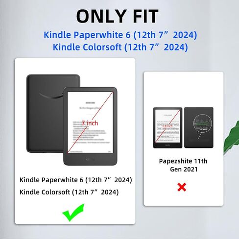 للحصول على Kindle Paperwhite 6 12th 7 '& Colorsoft 7' 'PU Leather Smart Magnetic Case ، Capybara ، Slim Folio Stand Hard PC Gover ، دعم Auto Wake/Sleep in Kuwait