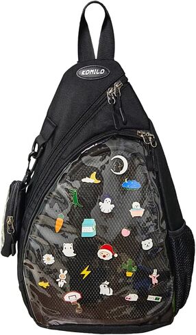 Oxford Ita Bag Kawaii Pin Display Chest Pack for Mens Womens, Single Shoulder Crossbody Sling Bag with Insert Board, Sport Backpack Hiking Travel Daypack in Saudi Arabia
