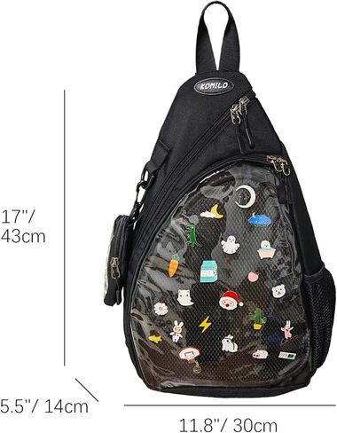 Oxford Ita Bag Kawaii Pin Display Chest Pack for Mens Womens, Single Shoulder Crossbody Sling Bag with Insert Board, Sport Backpack Hiking Travel Daypack in Saudi Arabia
