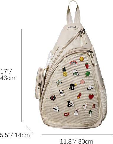 Oxford Ita Bag Kawaii Pin Display Chest Pack for Mens Womens, Single Shoulder Crossbody Sling Bag with Insert Board, Sport Backpack Hiking Travel Daypack in Saudi Arabia