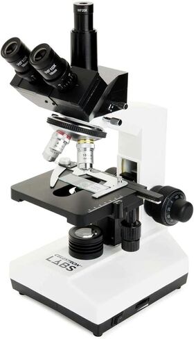 Celestron CB2000C Compound Binocular Microscope w/40x - 2000x power, mechanical stage, 4 Fully achromatic objectives, Abbe condenser, 10x and 20x eyepieces, coaxial focus, 10 prepared slides, 3 color filters, emersion oil in Kuwait