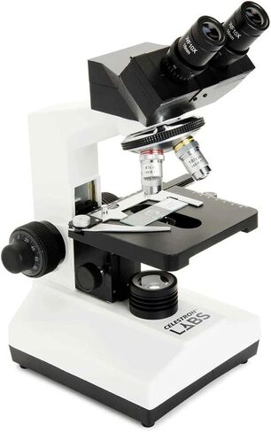 Celestron CB2000C Compound Binocular Microscope w/40x - 2000x power, mechanical stage, 4 Fully achromatic objectives, Abbe condenser, 10x and 20x eyepieces, coaxial focus, 10 prepared slides, 3 color filters, emersion oil in Kuwait