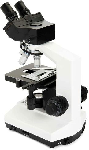 Celestron CB2000C Compound Binocular Microscope w/40x - 2000x power, mechanical stage, 4 Fully achromatic objectives, Abbe condenser, 10x and 20x eyepieces, coaxial focus, 10 prepared slides, 3 color filters, emersion oil in Kuwait