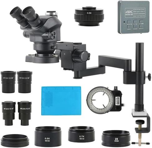 Microscope Kit 3.5X-100X 200X Simul Focul Parfocal Stereo Trinocular Microscope Objective Lens 4K HDMI Type C Set Microscope Lens Adapters in Saudi Arabia