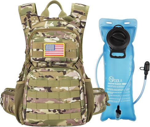 22L حقيبة ظهر ترطيب تكتيكي مع المثانة 3L ماء ، كيس مياه موللي خفيفة الوزن للرجال النساء ، حزمة ترطيب المشي لمسافات طويلة لصيد ركوب الدراجات في ركوب الدراجات ، حزمة اليومية مع جيب الخصر ، كامو in Kuwait