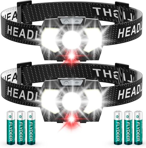 Lsnisni LED Headlamp 2 Pack,1500 Lumen Bright Head Lamp with 7 Modes,Lightweight and Adjustable Headlight for Head,IPX5 Waterproof Head Light for Adults Camping Outdoor, 6AAA Batteries Included in Saudi Arabia