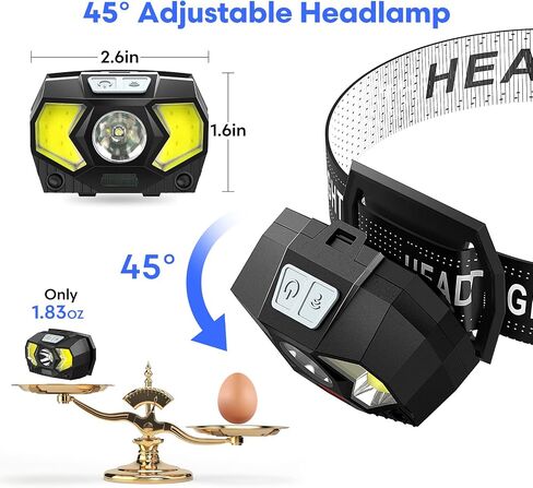 Lsnisni LED Headlamp 2 Pack,1500 Lumen Bright Head Lamp with 7 Modes,Lightweight and Adjustable Headlight for Head,IPX5 Waterproof Head Light for Adults Camping Outdoor, 6AAA Batteries Included in Saudi Arabia