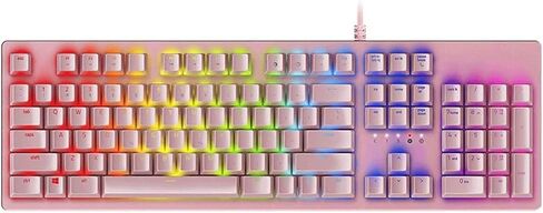 لوحة مفاتيح الألعاب الميكانيكية RGB LED LED لوحة مفاتيح سلكية مع مفاتيح أجهزة كمبيوتر Windows Gaming (104keys ، الوردي) in Saudi Arabia