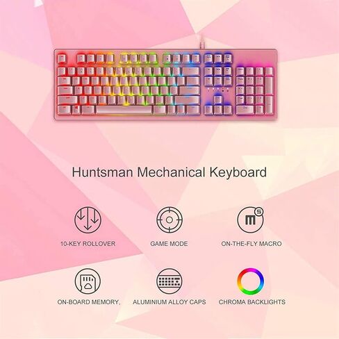 لوحة مفاتيح الألعاب الميكانيكية RGB LED LED لوحة مفاتيح سلكية مع مفاتيح أجهزة كمبيوتر Windows Gaming (104keys ، الوردي) in Saudi Arabia