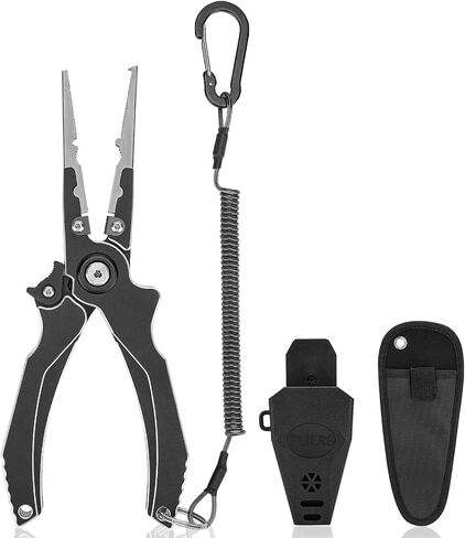 Aluminum Alloy Fishing Pliers, Corrosion Resistant,Multifunctional Hook Remover with 2 Sheaths,Safety Lock, Fishing Line Cutting,Tungsten Carbide Cutters, 8 Inch Lightweight Fishing Tool in Saudi Arabia