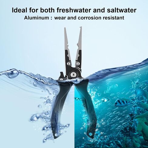 Aluminum Alloy Fishing Pliers, Corrosion Resistant,Multifunctional Hook Remover with 2 Sheaths,Safety Lock, Fishing Line Cutting,Tungsten Carbide Cutters, 8 Inch Lightweight Fishing Tool in Saudi Arabia