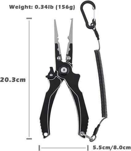 Aluminum Alloy Fishing Pliers, Corrosion Resistant,Multifunctional Hook Remover with 2 Sheaths,Safety Lock, Fishing Line Cutting,Tungsten Carbide Cutters, 8 Inch Lightweight Fishing Tool in Saudi Arabia